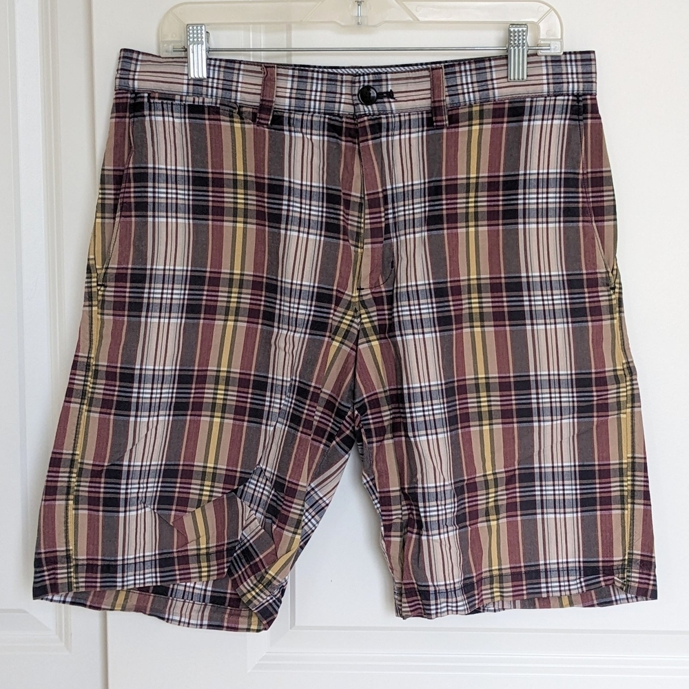 Banana Republic Plaid Shorts Men 32 Cotton Office Work Preppy Casual Summer 10"